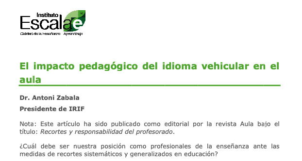 El idioma vehicular en el aula